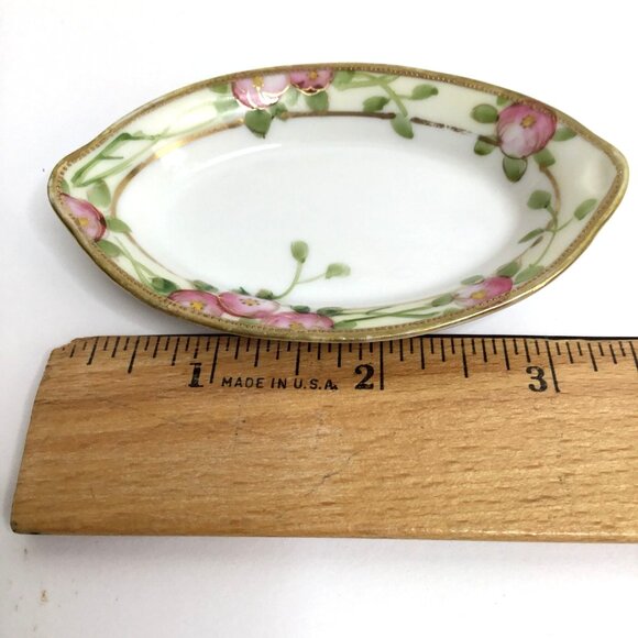 VTG (6) NORITAKE SALT CELLAR DIP Hand Painted Pink Flowers 22 K Gold Trim Nippon - Picture 8 of 10